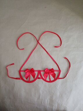 Sexy Red Lingerie Bralette Top | Holiday Christmas Bow Strappy Sleepwear M/L